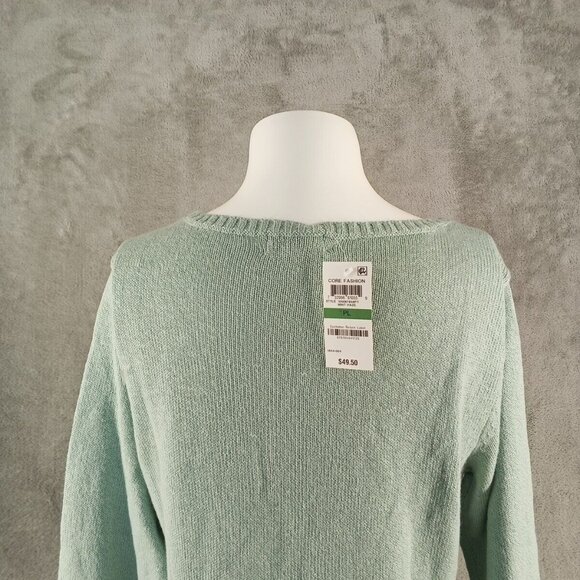 NWT $49 Style&Co Cozy Fall Sweater Size Petite Larger Fall Mint Flared Cuff - Picture 10 of 12